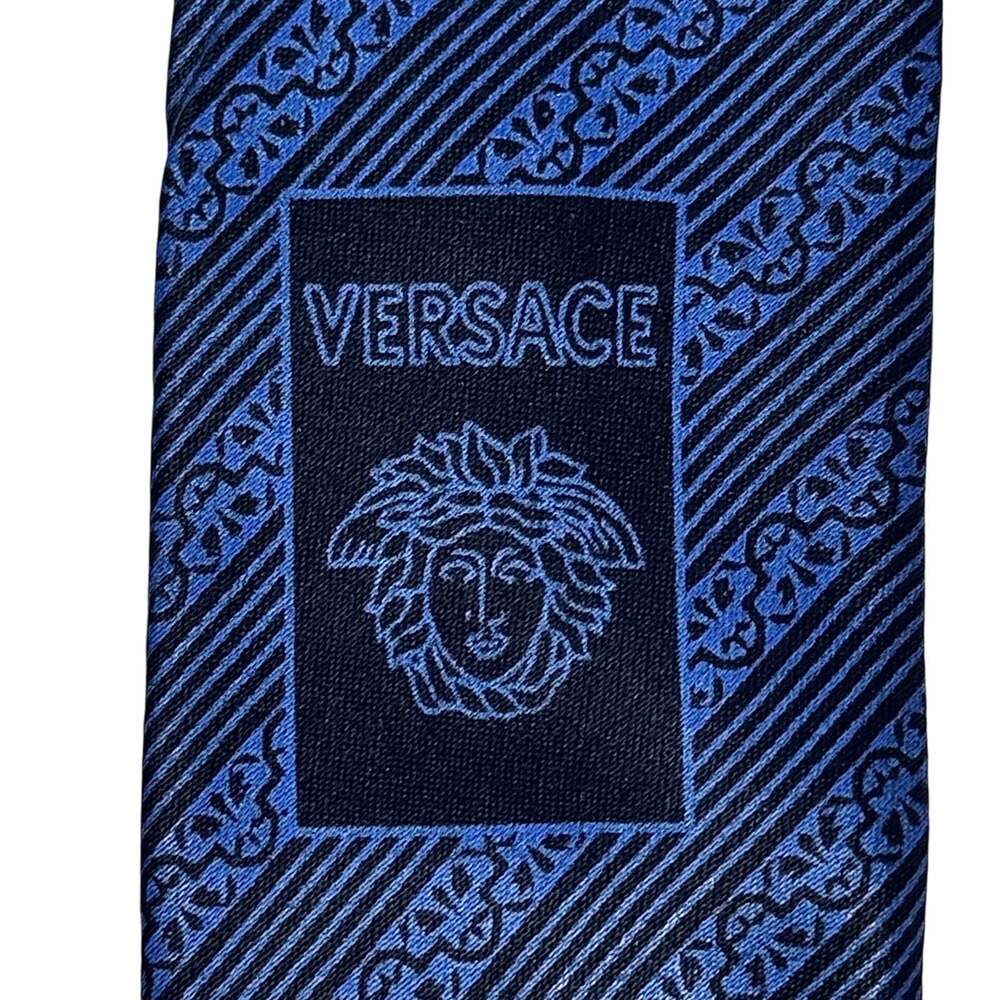 Versace Navy Abstract Pattern Tie - Picture 6 of 10